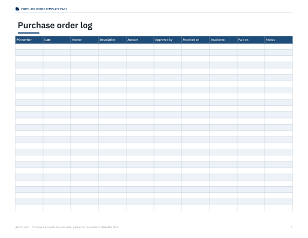 Preview of PO Log and Receiving Record